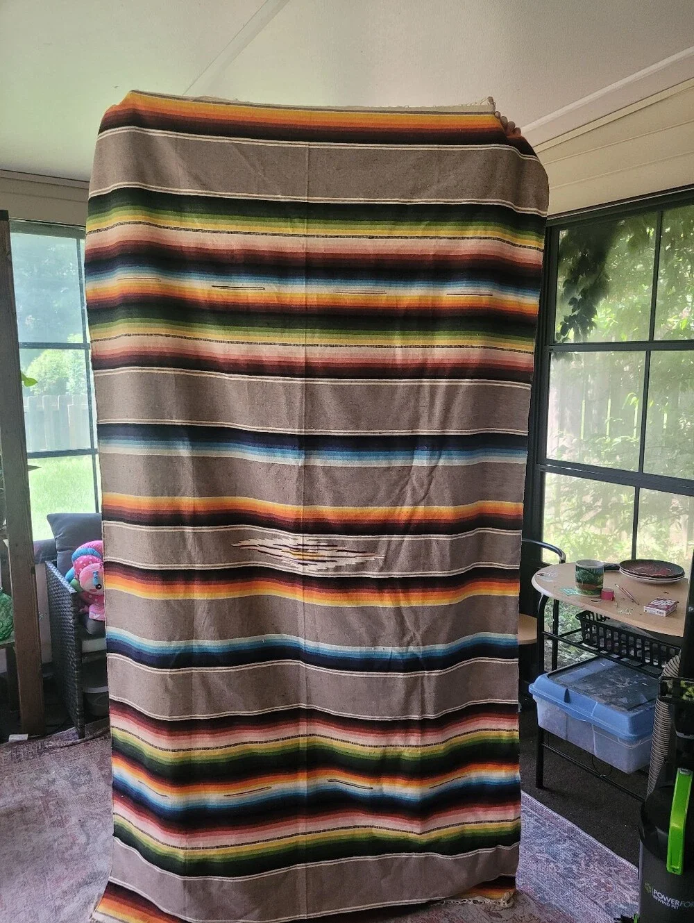 Vintage Mexican Serape Blanket 5X7FT